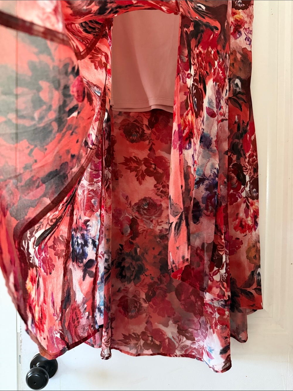 Topshop Red Floral High-Low Skirt - Picture 3 of 6